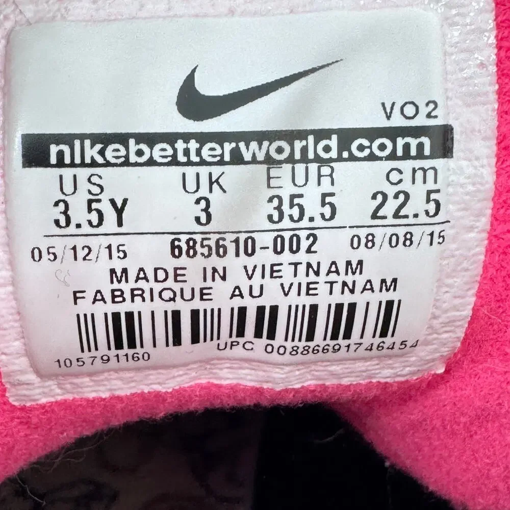Nike Stasis ACG‎ High Sneakers Youth Size 3.5 Black Pink Logo Lace Up 685610-002